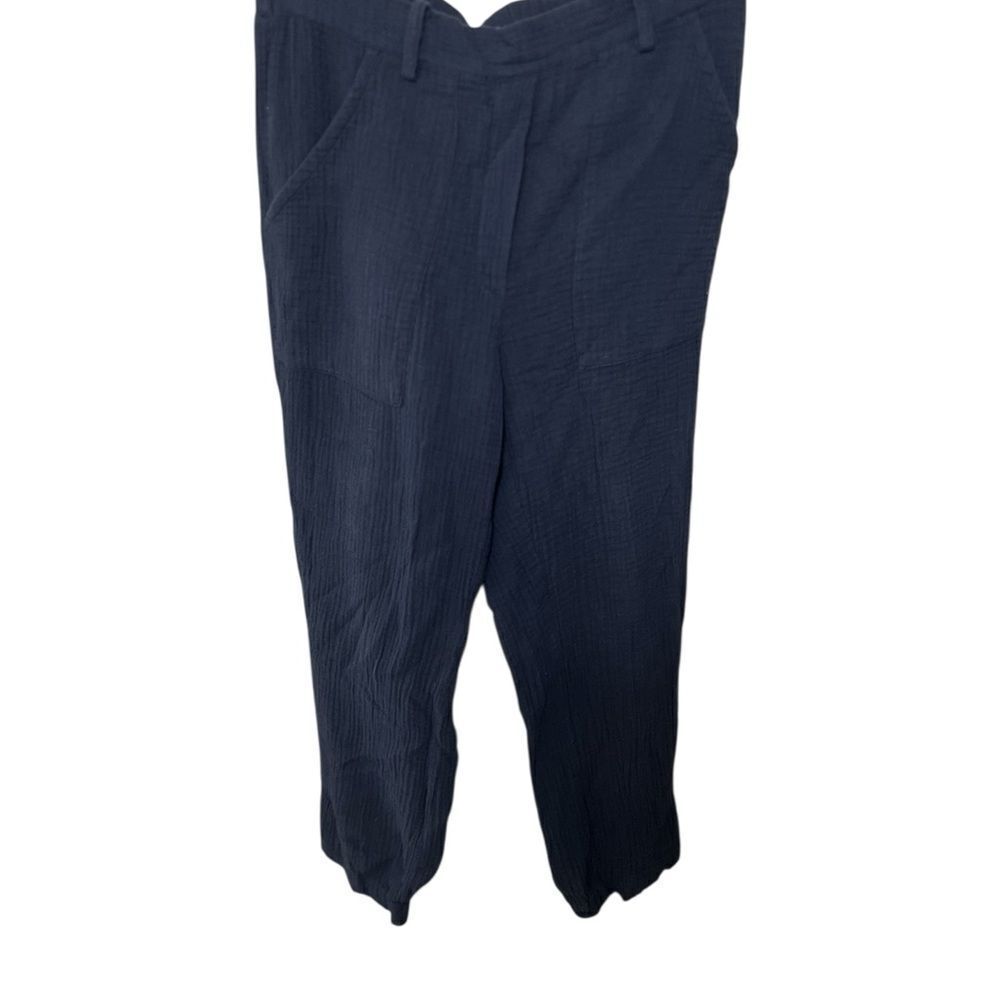 Saks Fifth Avenue Cotton Gauze Capri Medium Navy Blue Pants Vintage 90s women - Picture 6 of 12